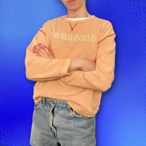 Calvin Klein Jeans cropped sweatshirt contrast orange red, size S